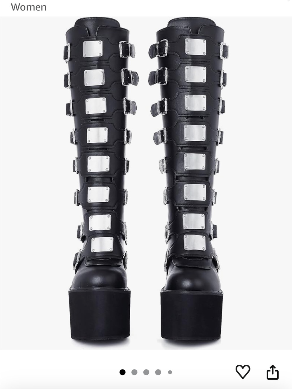 Gothic Black Knee-High Buckle Platform Boots - Women - Picture 3 of 9